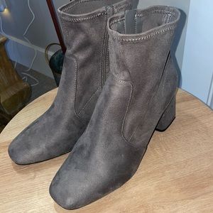 Gray Suede Ankle Booties - Size 8.5